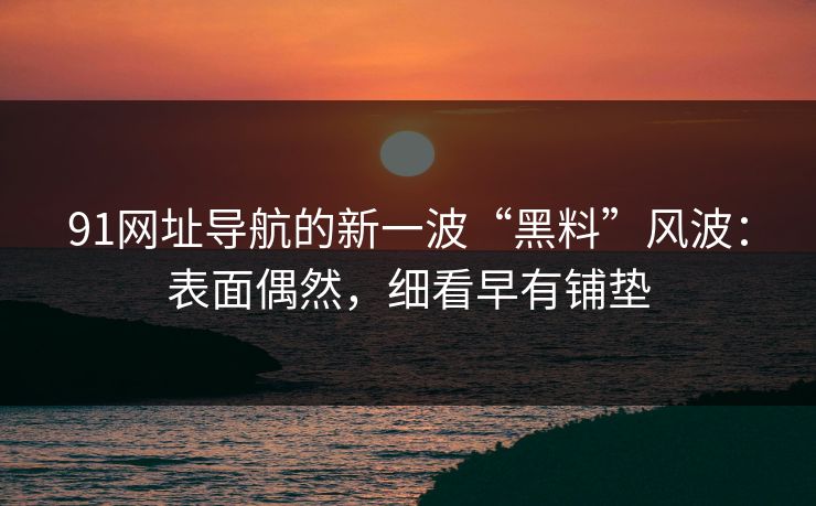 91网址导航的新一波“黑料”风波：表面偶然，细看早有铺垫