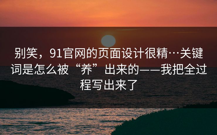 别笑，91官网的页面设计很精…关键词是怎么被“养”出来的——我把全过程写出来了